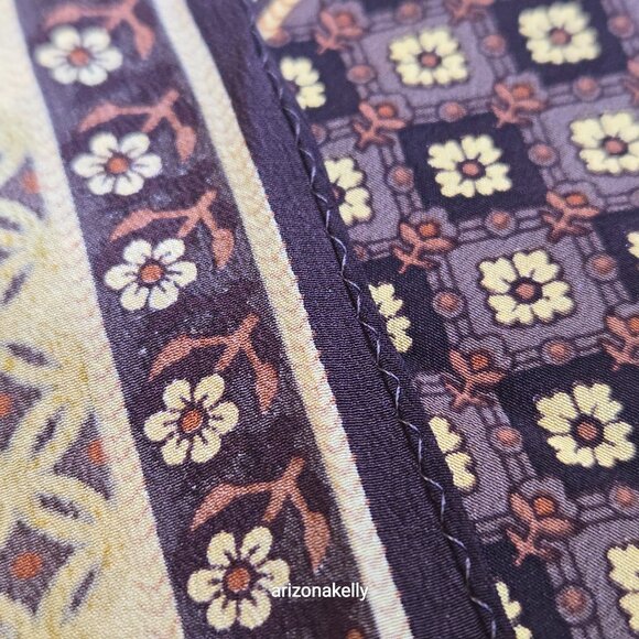 Unused Oscar de la Renta Silk Oblong Scarf Yellow Brown Flowers - Picture 5 of 15